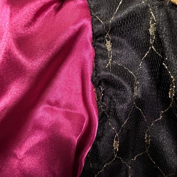 Medieval Renaissance Fair Magenta Long Sleeve Empire Gold Braid Costume Dress L - Picture 13 of 13